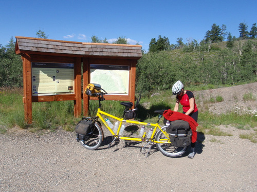 We had a snack and Terry is reloading a pannier.